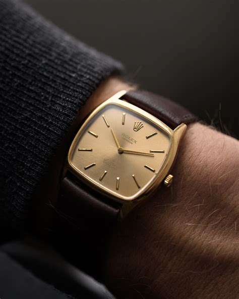 rolex cellini 18k square tropic 1976